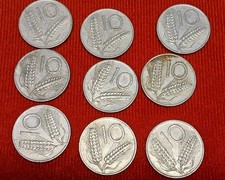 1955 Italy 10 Lire - Lot Of 9-